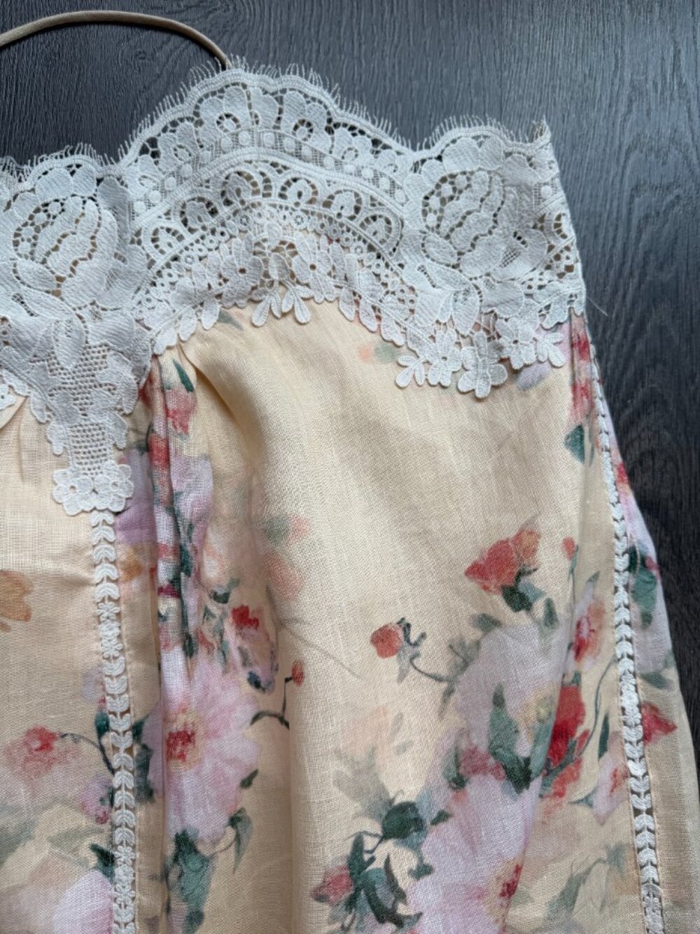 Zimmermann NWOT Everley Belted Lace-Trimmed Floral-Print Linen Midi Dress 2 - Picture 5 of 16